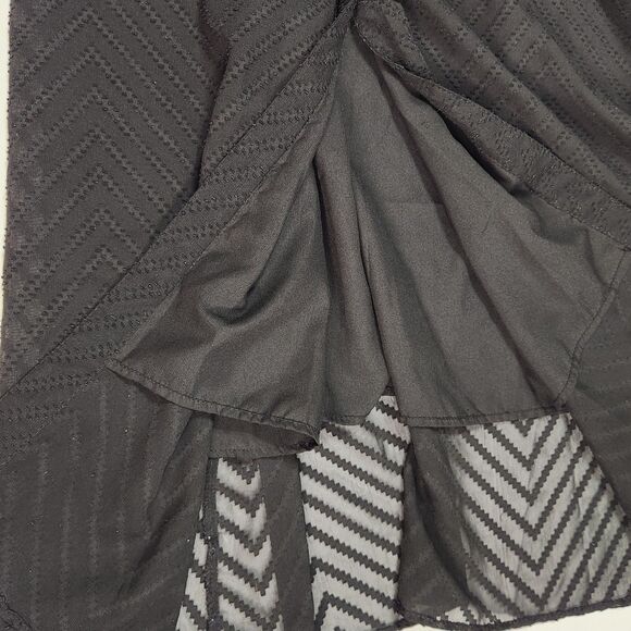 Zara Dress Size Small Ciffon Line Texture Embroidery Zig Zag Light Pilling - Picture 7 of 11